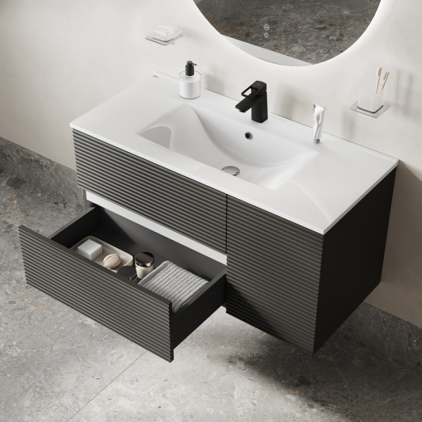 тумба с раковиной 100 см iddis bild bil10g0i95k, подвесная, цвет темно-серый