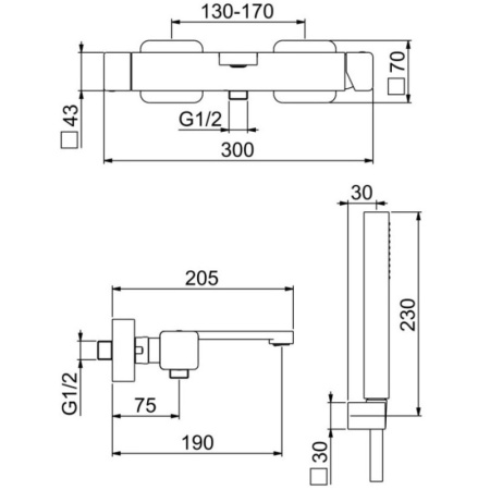 смеситель для ванны webert one-x ox850101441