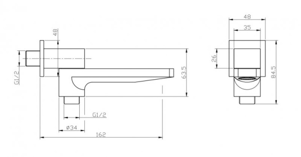излив для смесителя belbagno romano rom-bca-crm хром