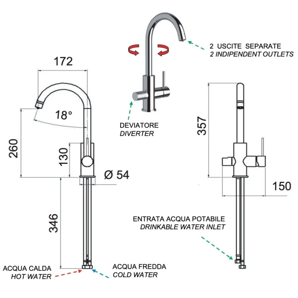 смеситель для кухни с подключением к фильтру remer x style n792dwvo