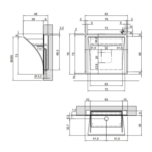 раковина встраиваемая в стену 83 см antonio lupi strappo strappol, белая