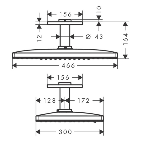 верхний душ 466x300 мм axor showersolutions 35279000