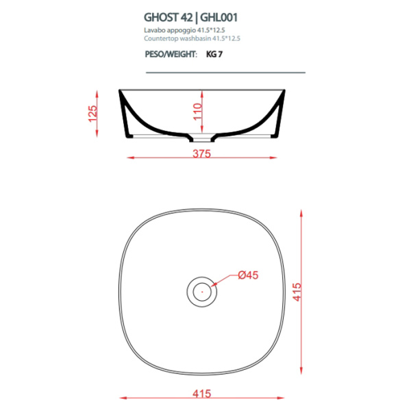 artceram ghost раковина ø42 см, без отв., без перелива, на столешницу, цвет: белый глянцевый, декор: el moro