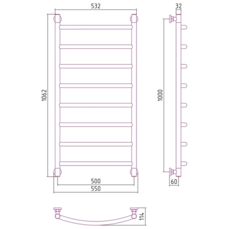 водяной полотенцесушитель сунержа галант+ 1000х500 00-0200-1050 хром