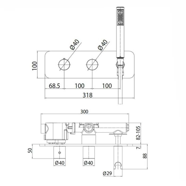 смеситель с термостатом bossini oki z005351.030 цвет: хром