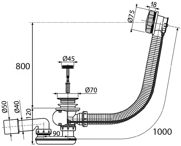 слив-перелив vega v55r 100wm э мк 45 мм, полуавтомат, матовый белый