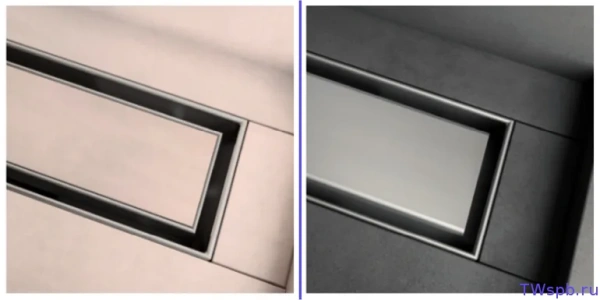 душевой лоток tece tecelinus 80 см 15103089 2 в 1 с основой для плитки tile и steel с мембраной, хром матовый