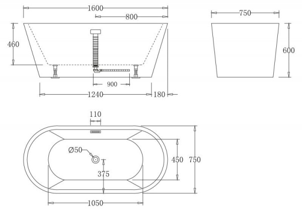 акриловая ванна belbagno 180x80 bb71-1800-bianco без гидромассажа