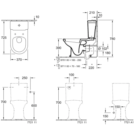 чаша напольного унитаза villeroy & boch hommage 666210r2