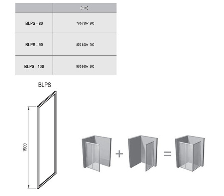 душевая стенка ravak blix blps-90 9bh70c00zg профиль хром, стекло grape