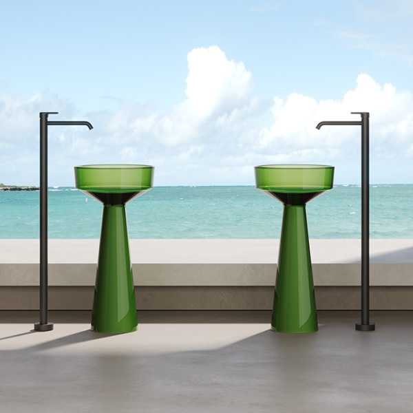 раковина dea design pedestal basin dd2018 425 r3 напольная, без отв., glasstech, прозрачная смола, 42.5х42.5х85см., emerald r3