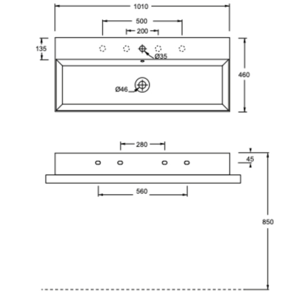 раковина alice spy 34350101n накладная/подвесная, 101x46 см, белый глянцевый
