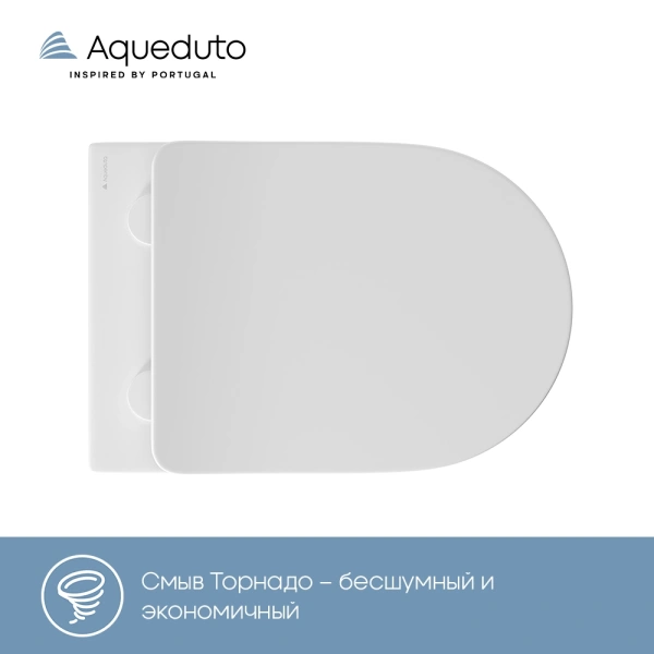 унитаз aqueduto cone tornado cont2120 подвесной, безободковый, смыв торнадо, сиденье с микролифтом, 52.5х36 см, белый матовый