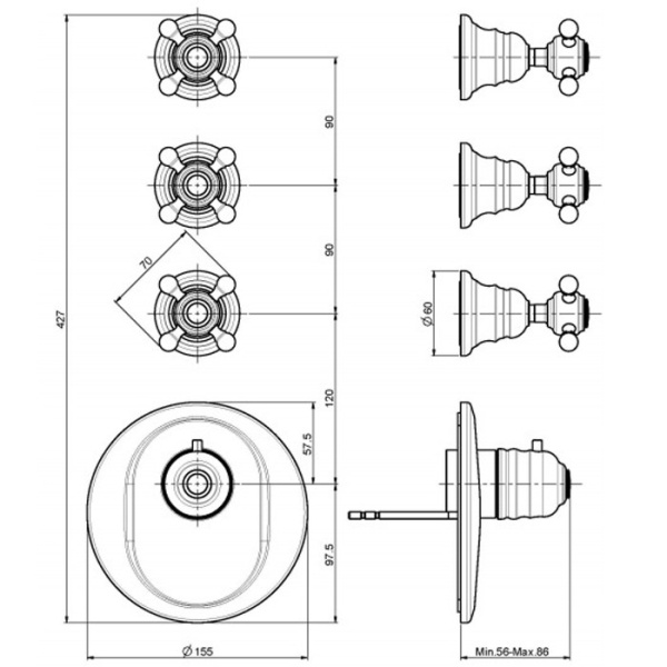 смеситель для душа fima carlo frattini fimatherm f5113x3cr