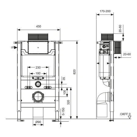 Инсталляция для унитаза TECEspring S300380 высота 82 см