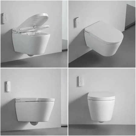 инсталляция для унитаза tece tecespring s955799 с унитазом-биде, крышкой сиденьем, с кнопкой смыва цвет хром