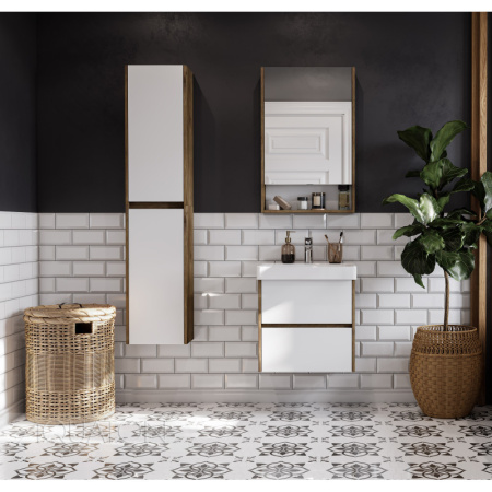 тумба с раковиной белый глянец/дуб рустикальный 55 см акватон сканди 1a2517k0sdz90