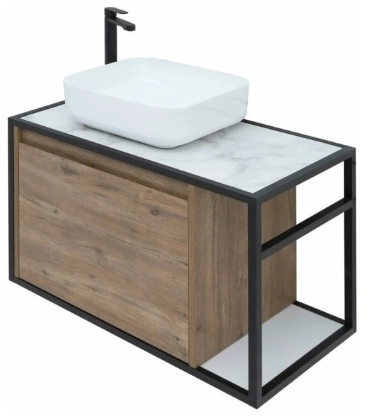 тумба под раковину aquanet nova lite loft 75 l дуб рустикальный, 00261658