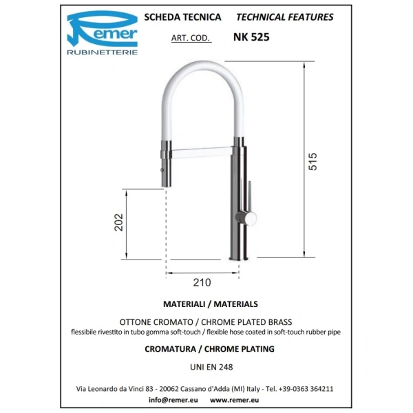 смеситель для кухни remer nk525