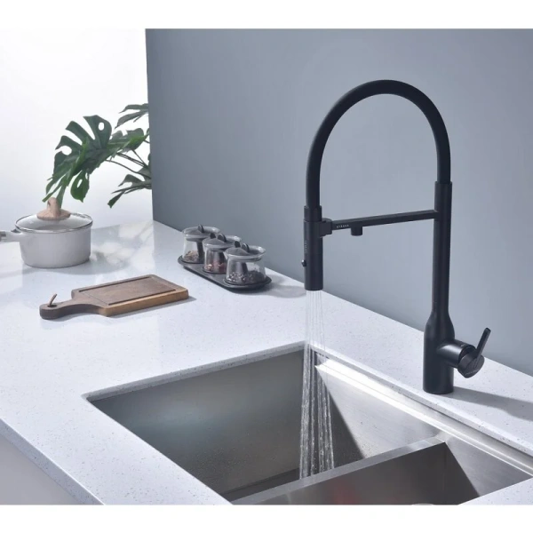 смеситель для кухни paulmark magneto one ma213188-an, с гибким изливом, цвет антрацит