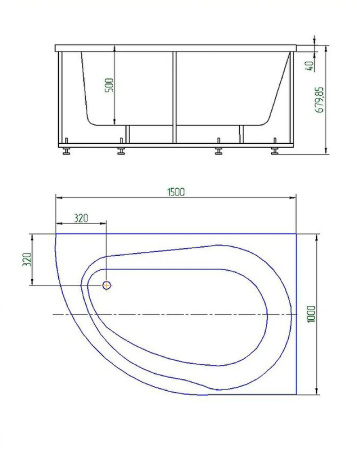 акриловая ванна aquatek вирго 150х100 l vir150-0000038 без гидромассажа с фронтальной панелью с каркасом (разборный) со слив-переливом