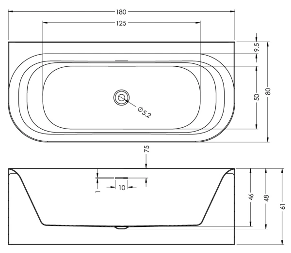 акриловая ванна riho devotion b2w fall 180x84 b096004005 sparkle system белая глянцевая, заполнение через перелив