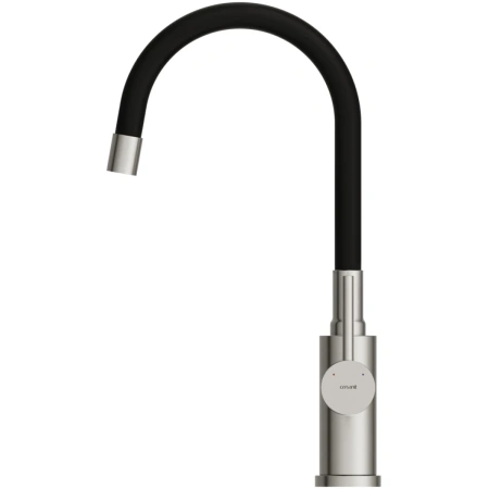 смеситель для кухни cersanit melar a68235 с гибким изливом, сатин/черный