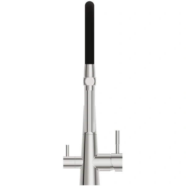 смеситель для кухни cersanit vivo a68217 с подключением к фильтру, гибким изливом, хром/черный