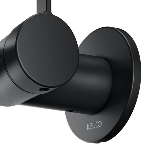 смеситель для раковины 219 мм keuco ixmo 59516 371101 для встройки, с круглой розеткой, черный матовый