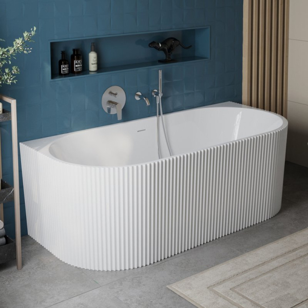 акриловая ванна belbagno uno bb713 170x80 см, пристенная, белая, на ножках, со сливом-переливом, с донным клапаном