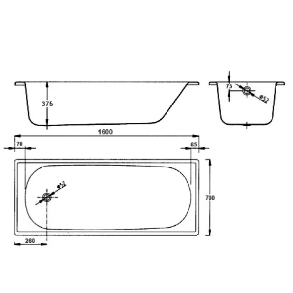 ванна стальная blb europa b60esls 160x70 см, белый
