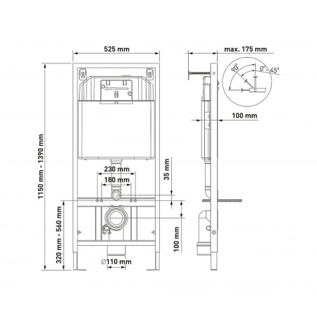 комплект унитаза с инсталляцией berges novum rimless 043245 с сиденьем микролифт и клавишей смыва хром глянец