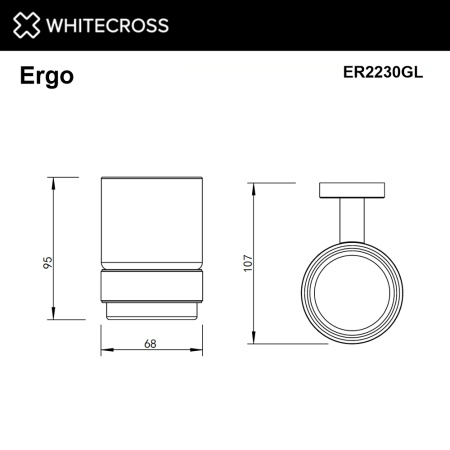 стакан whitecross ergo er2230gl для щеток, подвесной, стеклянный, золото
