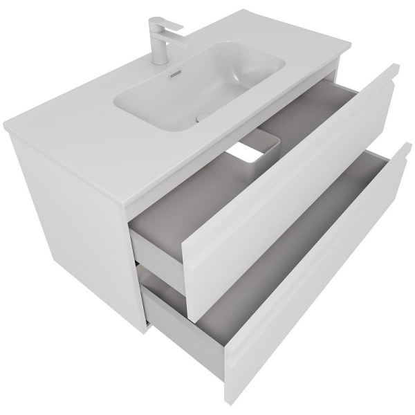 тумба с раковиной aquatek вега 100 aq77100-mw подвесная белая матовая