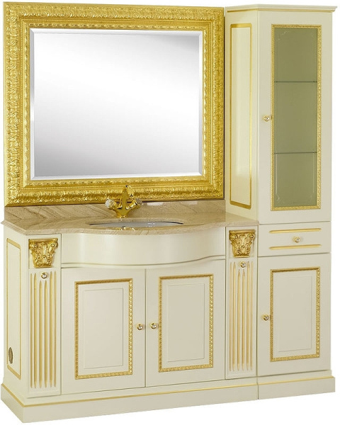 тумба под раковину migliore ravenna 119 r 27066 приставная r слоновая кость золото без столешницы