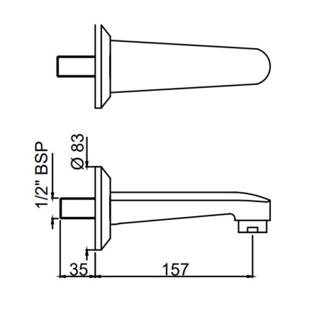 излив для ванны 157 мм jaquar continental spj-chr-429