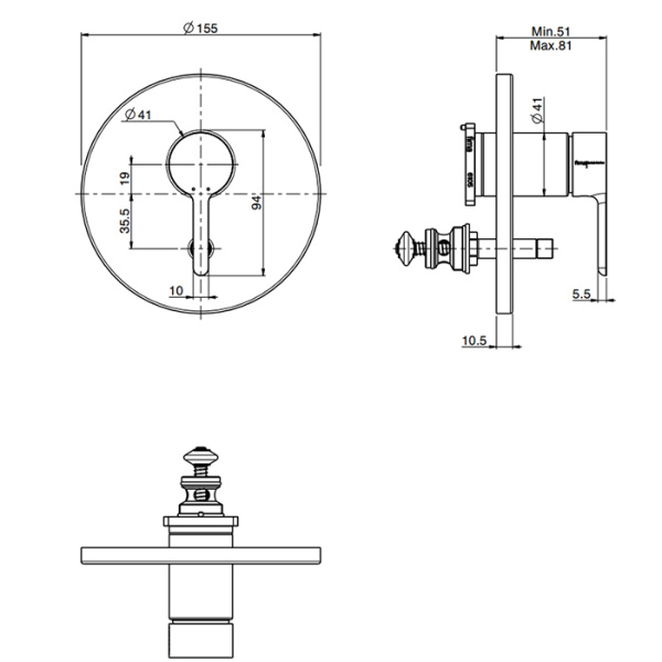 смеситель fima carlo frattini snap f3119x2cr для душа, встраиваемый, с переключателем на 2 выхода, хром
