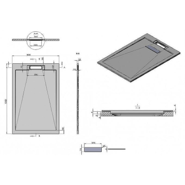 душевой поддон из искусственного камня esbano luxe esp-lx128b 120×80 esplx 128b черный матовый