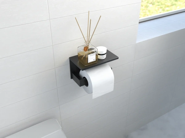 Держатель туалетной бумаги Timo Petruma 15243/03 с полкой для телефона, черный