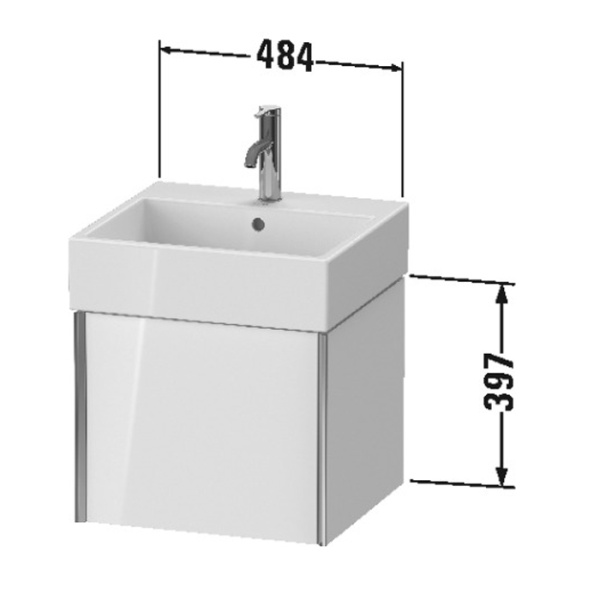 duravit xviu тумба подвесная 397x484x454мм, для раковины #235050, 1 ящик, цвет: walnut dark/черный матовый