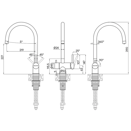 смеситель для кухни с фильтром paulmark heller he213218-bg + h851p00 смеситель для кухни с фильтром paulmark heller he213218-bg + h851p00