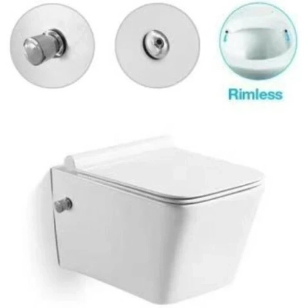 унитаз подвесной santiline sl-5004sm-bd безободковый, с функцией биде, с сиденьем микролифт, белый