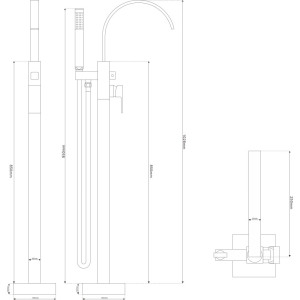 смеситель напольный для ванны nt bagno nera b nt42031