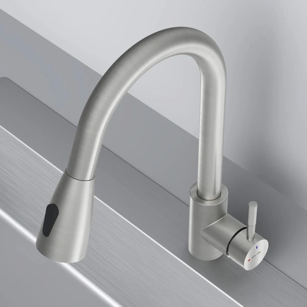 смеситель для кухни am.pm x-joy s f85b07511 coolstart, с выдвижным изливом, сатин