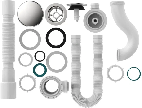 слив-перелив для ванны aquant standart v522-18-mr 50 мм, клик-клак, хром, с сифоном