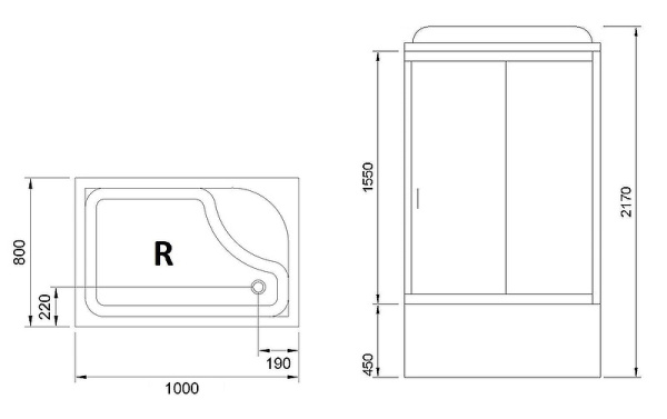 душевая кабина royal bath 100x80 rb8100bp5-wt-r без гидромассажа