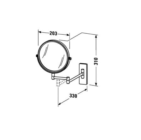 зеркало косметическое duravit karree 0099121000 подвесное, с подсветкой, х3, хром