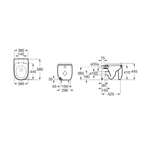 приставной безободковый унитаз roca beyond 3470b7640