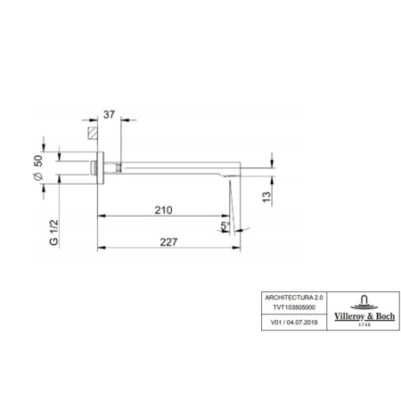 излив для ванны villeroy & boch architectura tvt10350500061