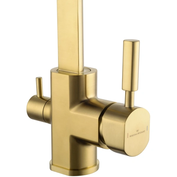 смеситель для кухни c подключением фильтра wonzon & woghand, брашированное золото (ww-88458003-bg)